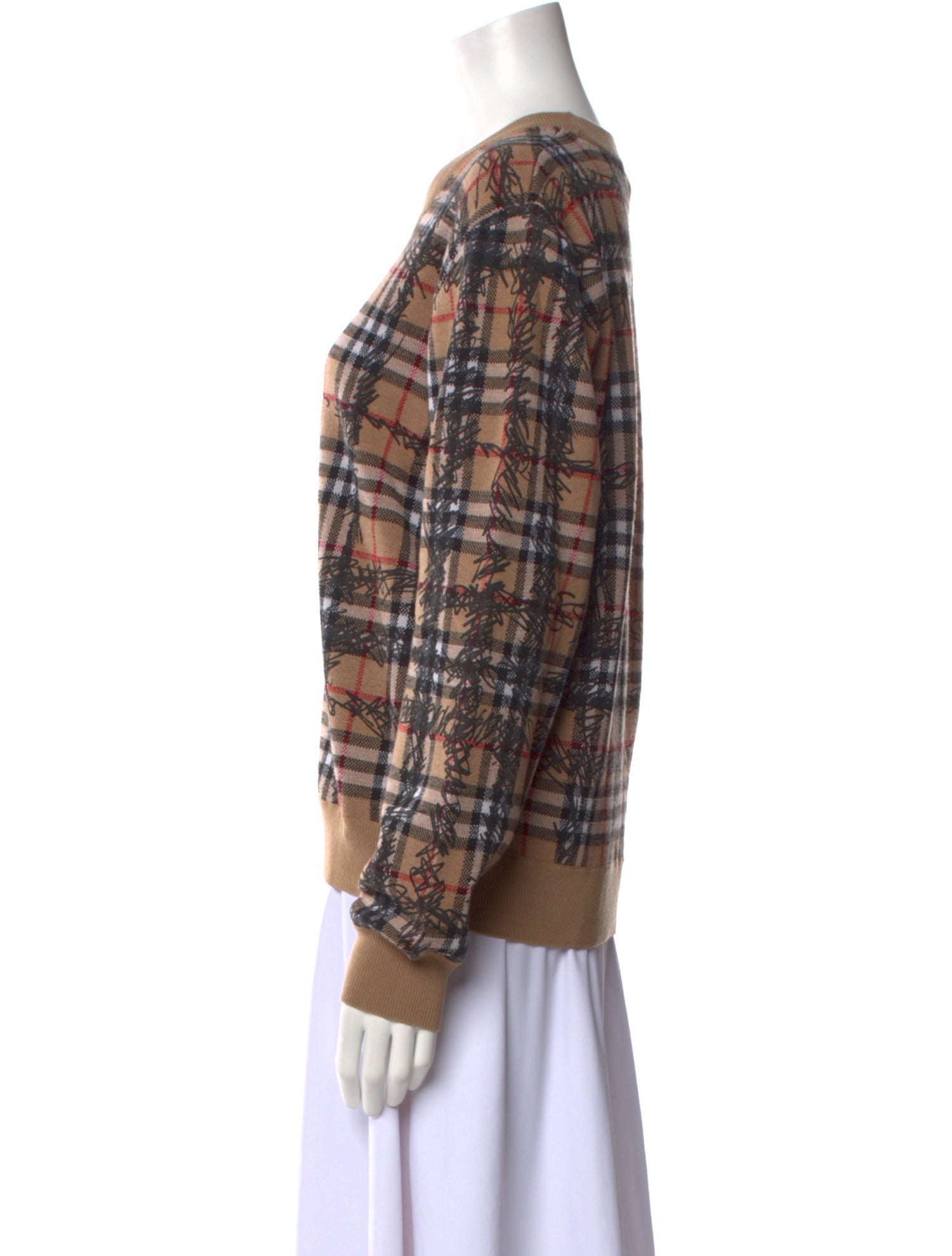 Burberry Merino Wool Plaid Print Sweater